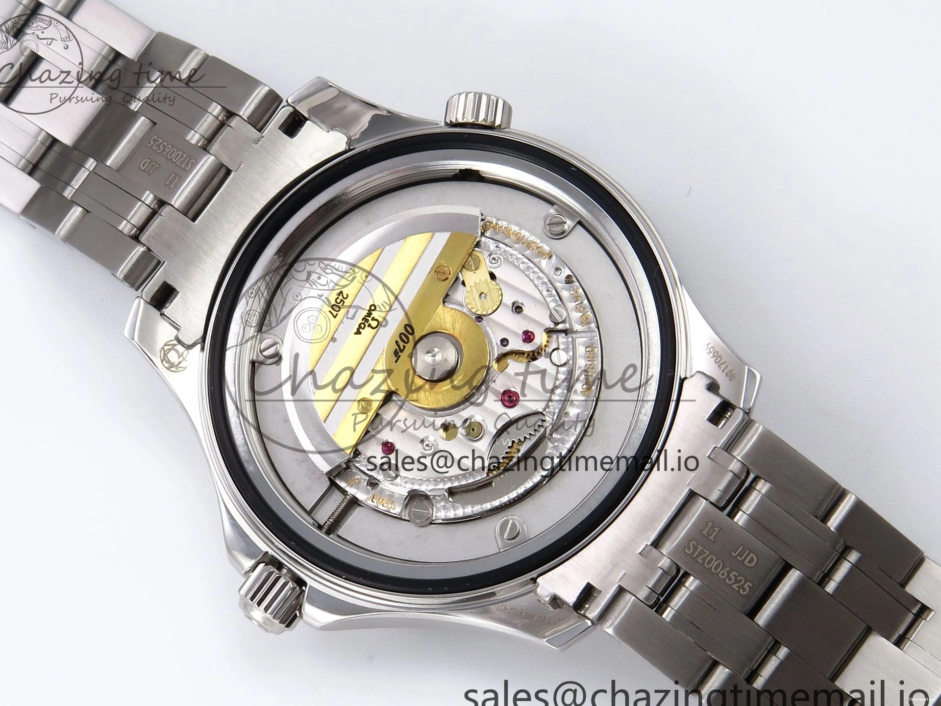 0409 HighQuality Seamaster Diver 300M OMF 1:1 Best Edition Blue Red Ceramic White Dial on SS Bracelet A 7705